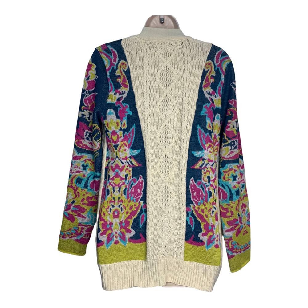 Flying‎ Tomato cable knit floral cardigan sweater sz M - Picture 5 of 11